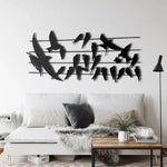 Birds on Branch Metal Wall Decor Black