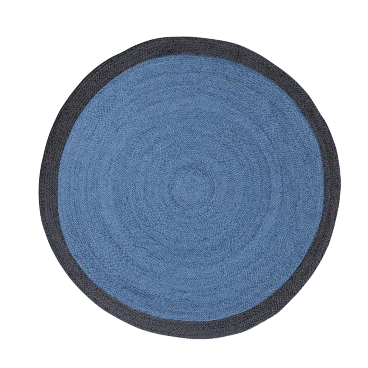 Black and Blue Round Jute Rug MAIA HOMES