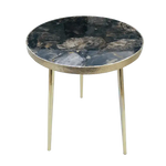 Black Petrified Wood Agate Round Edge Side Table