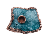 Blue Agate Gemstone Taper Candle Holder Rose Gold