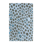 A stylish Blue and Black Leopard Print Hand Tufted Wool Rug, perfect for adding a touch of elegance to your Bedroom. This large area rug features a striking leopard pattern with blue accents, ideal for living rooms seeking a bold statement piece.