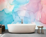 Blue and Pink Abstract Watercolor Marble Wallpaper