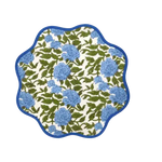 Blue Botanical Round scalloped Placemats 13.5x13.5 inches