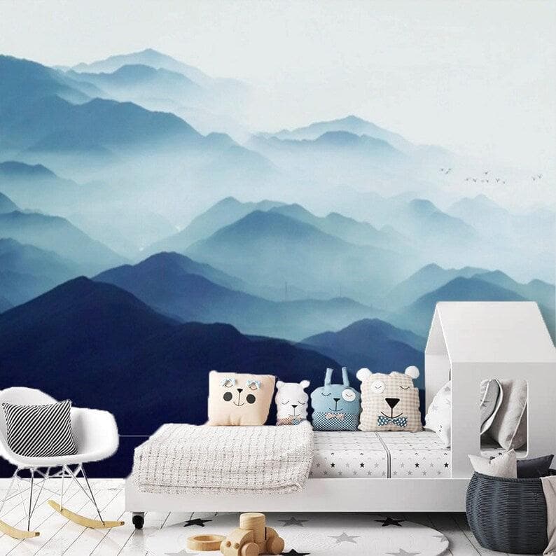 Blue Foggy Mountains Wall Mural - MAIA HOMES