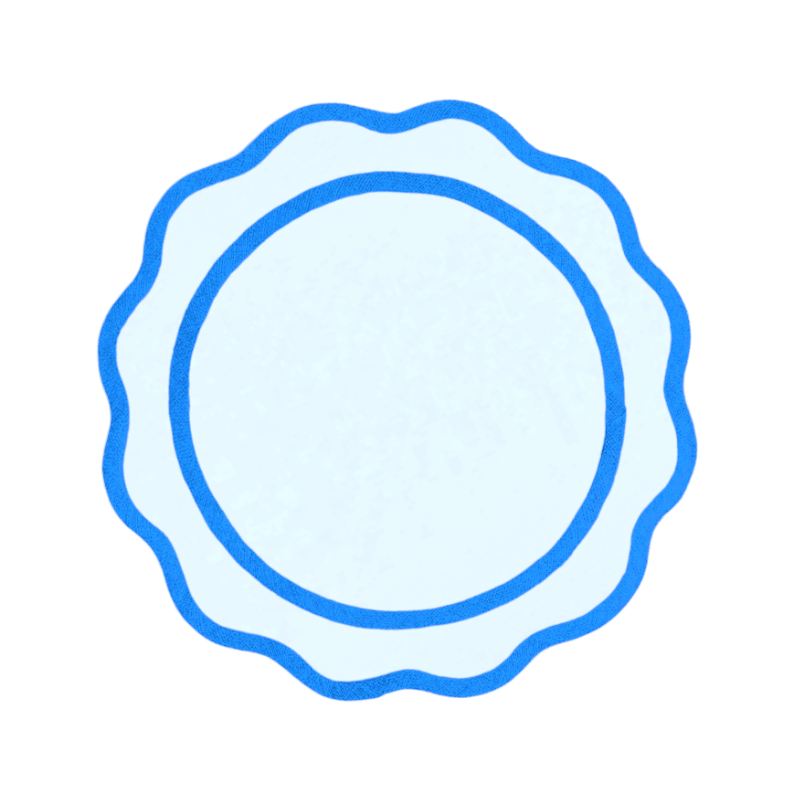Blue Scalloped Round Cotton Placemats - Set of 4 - MAIA HOMES