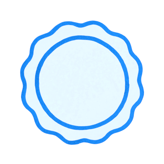 Blue Scalloped Round Cotton Placemats - Set of 4 - MAIA HOMES