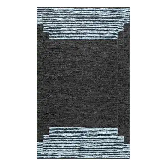 Blue Stripe Black Area Jute Rug MAIA HOMES