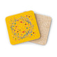 Bright Yellow Floral and Birds Coaster - MAIA HOMES