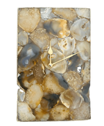 Brown Crystal Agate Rectangular Large Wall Clock Rose Gold