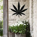 Cannabis Leaf Metal Wall Decor Black