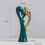 Ceramic Gold Love Bird Statues Medium