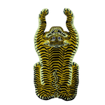 A vibrant wool area rug depicting an abstract tiger design, perfect for adding a bold statement to your office or bedroom. The rug showcases intricate tiger patterns in rich colors, making it an ideal choice for those seeking unique office rugs or bedroom rugs.