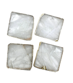 Clear Quartz Coaster Set of 4 Rose Gold