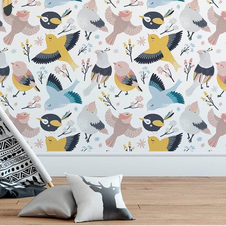 Colorful Birds Kids Print Removable Wallpaper - MAIA HOMES