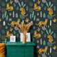 Colorful Fox and Ferns Illustrated Jungle Wallpaper - MAIA HOMES