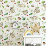 Cute Baby Sloth Kids Room Removable Wallpaper