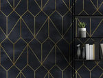 Dark Gold Art deco Watercolor Geometric Wallpaper