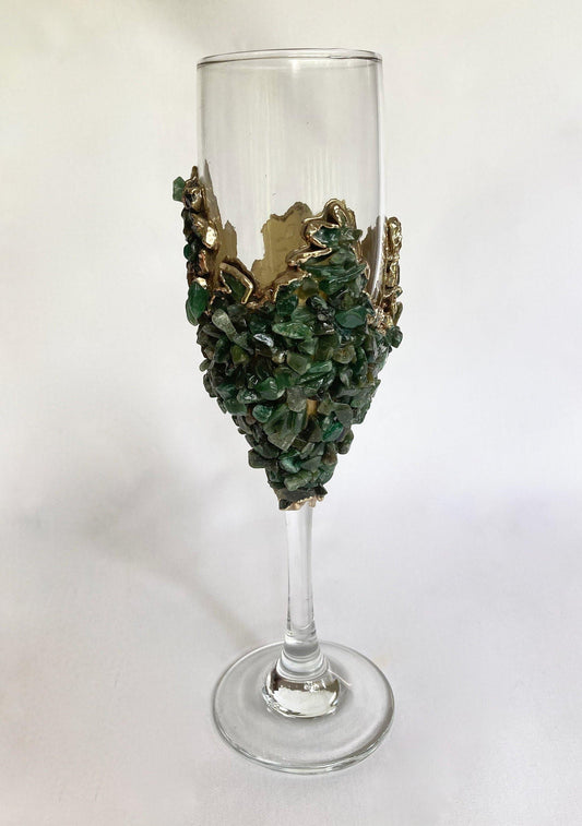 Dark Green Quartz Wine Glass - Set of 2 - MAIA HOMES
