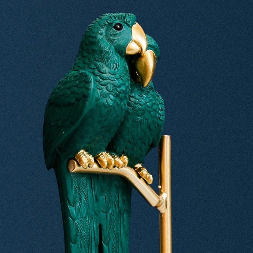 Decorative Parrots on Gold Stand - MAIA HOMES
