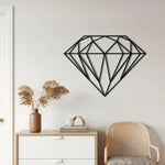 Diamond Shaped Metal Wall Hanging Decor Black