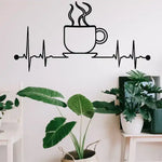 Ekg Coffee Mug Metal Wall Hanging Decor Black