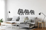 Elephant Family Metal Wall Hanging Decor Black