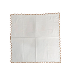 Embroidered Border White Cotton Napkins Gold