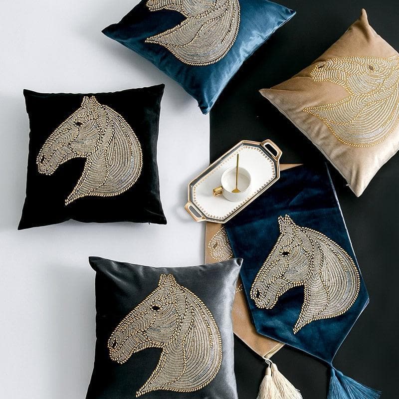 Embroidered Horse Pillow