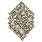 Emmy Green and White Block Printed Cotton Napkins