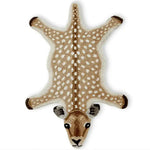 Charming hand-tufted wool rug designed to resemble a deer, perfect for adding a whimsical touch to large living room spaces. This area rug, ideal for a cozy living room atmosphere, combines unique design with the softness of wool.