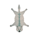 A charming fox-shaped accent area rug crafted from hand-tufted wool, perfect for enhancing a dining room or living room. This unique dining table rug adds a playful touch to dining room carpets, combining style and comfort in one eye-catching piece.