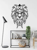 Geometric Lion Head Metal Wall Decor Black