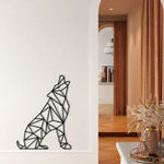 Geometric Wolf Metal Wall Decor Black