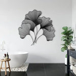 Gingko Bilbao Leaves Metal Wall Hanging Decor Black
