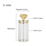 Gingko Leaf brassed Storage Jar with Sealed Lid M