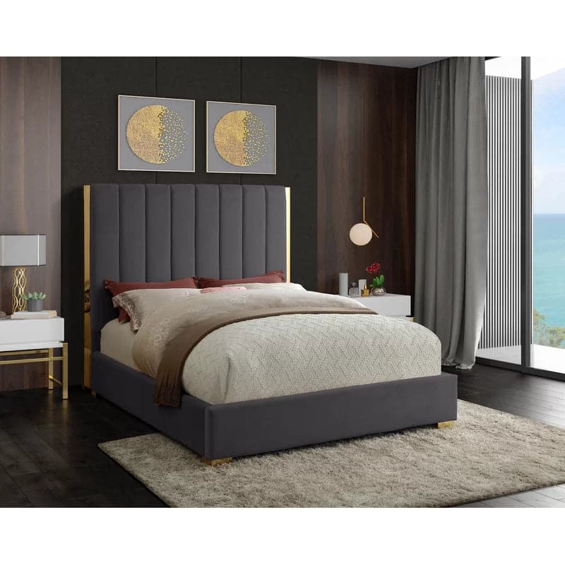Glam Drama Upholstered Low Profile Platform Bed - MAIA HOMES