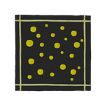 Top view of a Gold Planetary Night Sky Square Hand Tufted Wool Rug, featuring a modern design with gold dots against a dark backdrop. Perfect for adding a contemporary touch to dining rooms, offices, or any space needing a stylish square area rug.