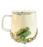 Green Agate Quartz Crystal Scented Soy Candles in Glass Mug - Set of 2 Rose Rose Gold Finish