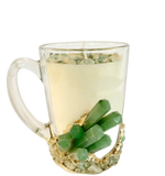 Green Agate Quartz Crystal Scented Soy Candles in Glass Mug - Set of 2 Rose Rose Gold Finish