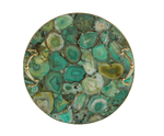 Green Agate Round Serving Tray With Brass Handles 16 inches Rose Gold
