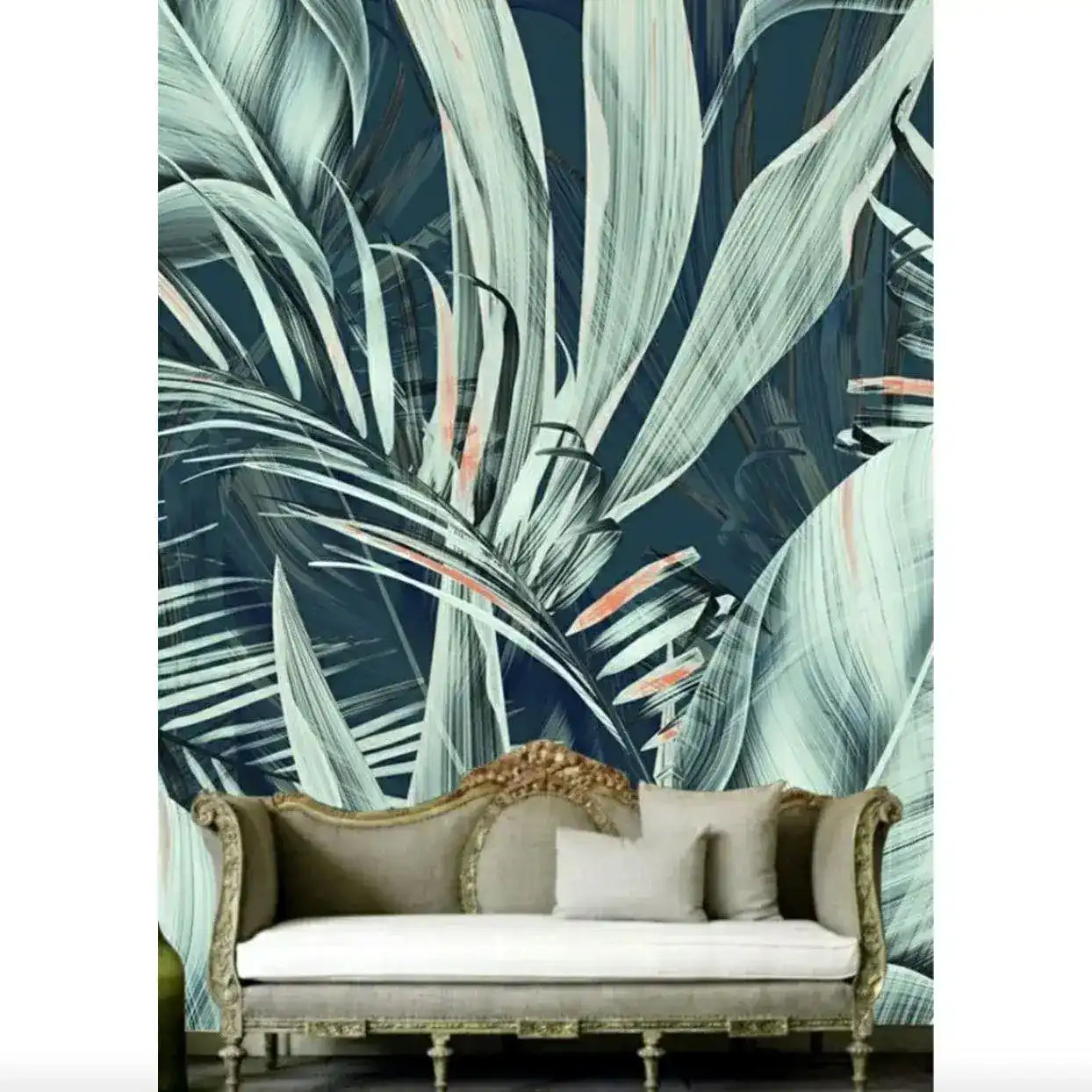 Green Botanical Tropical Leaves Wallp...