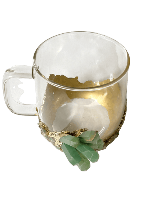 Green Quartz Glass Coffee Mug with Handle - Set of 2 - MAIA HOMES