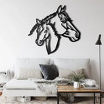 Horse Heads Metal Wall Decor Black