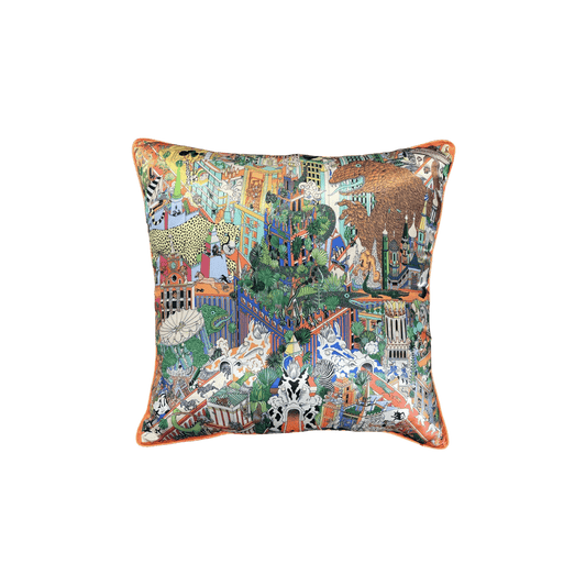 Jungle and City Meet Faux Silk Throw Pillow Cover - MAIA HOMES