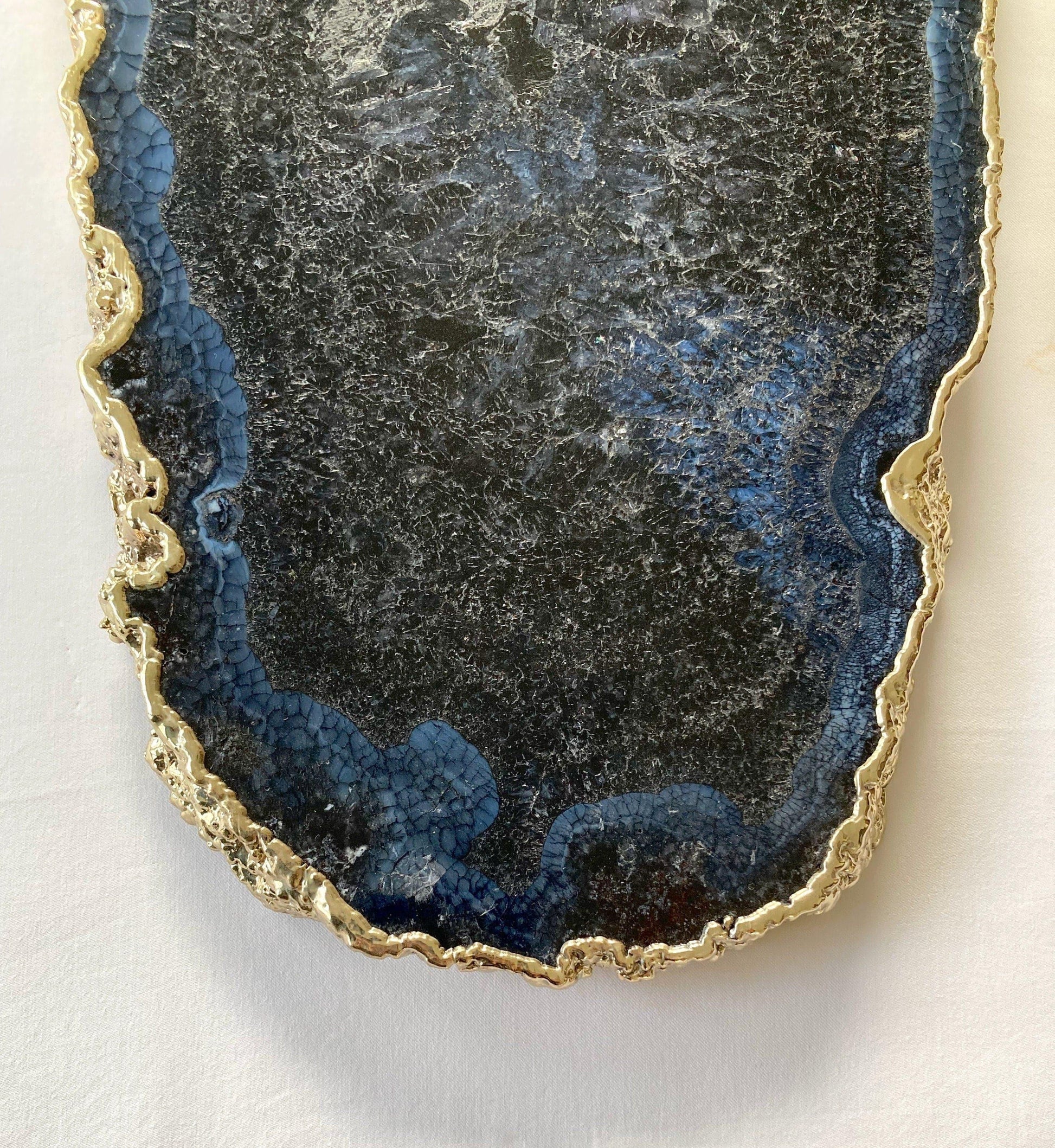 Large Black and Blue Agate Cheese Platter Tray - MAIA HOMES
