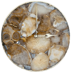 Large Brown Agate Round Wall Clock Rose Gold