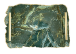 Large Green Agate Serving Tray With Brass Handles OS