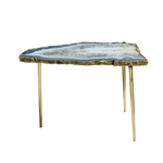 Large Grey Agate Quartz Organic Edge Side Table