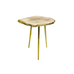 Large Rose Quartz Agate Stone Edged Accent Table