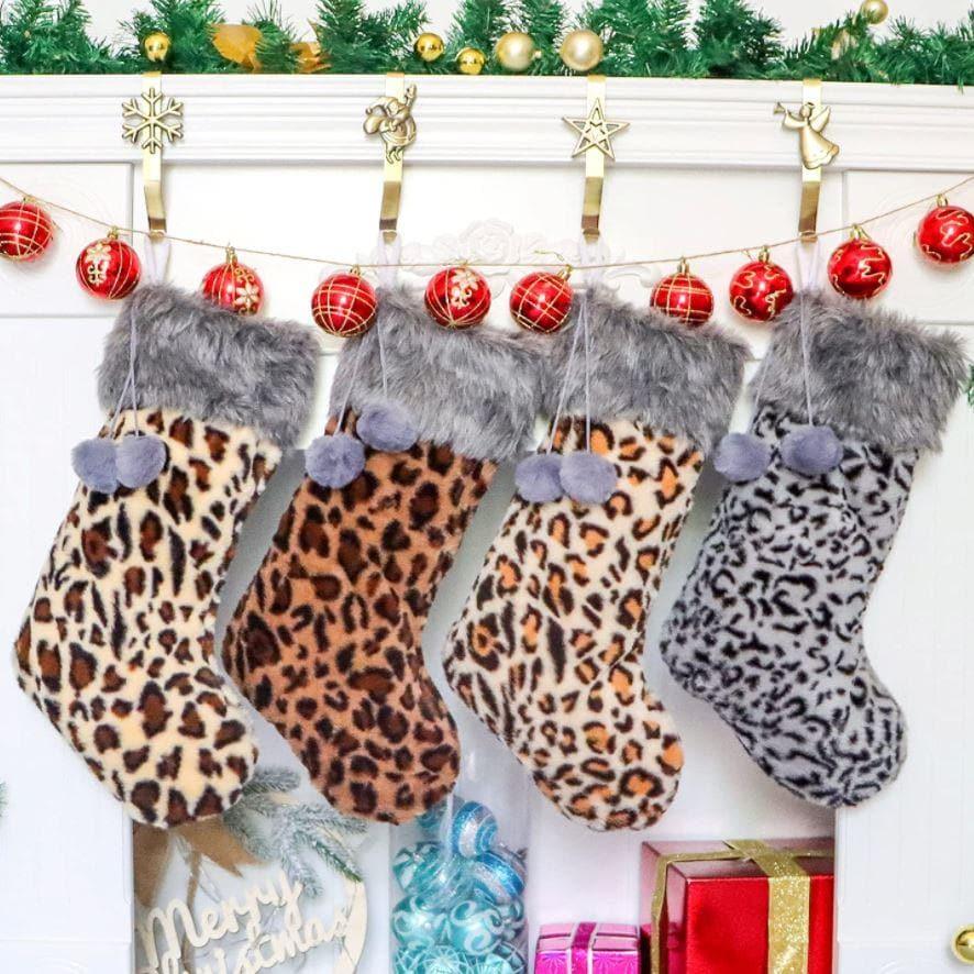 Leopard Print Christmas Stocking - Set of 4